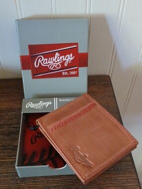Rawlings Baseball Stitched Bifold Wallet Genuine Leather Wallet